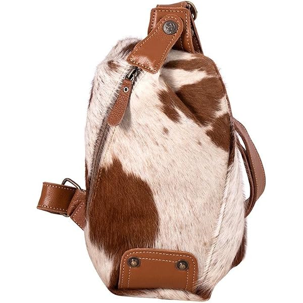 Myra Bag Leather Flap Hairon Backpack - 13x11 Cow Print  display picture 2