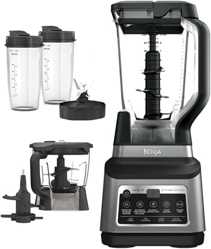 Ninja BN801 Professional Plus Kitchen System with Auto-iQ, and 64 oz. max liquid capacity Total Crushing Pitcher, in a Black and Stainless Steel Finish (Renewed)