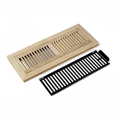 WELLAND Red Oak Hardwood Vent Floor Register with Frame, Flush Mount Vents Covers Unfinished