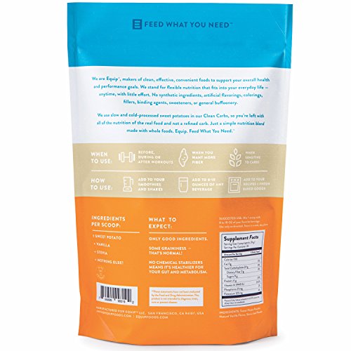 Sweet Potato Complex Carbohydrate Powder: Organic Paleo Clean Carb Supplement Best for Pre Workout Carbs for Fuel or Post Gym Workout Carbohydrates Recovery Drink Shakes. Gut Fiber and Low GI. Vegan