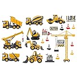 Amaonm Creative Cartoon Cute DIY Engineering Vehicles Wall Stickers Cranes, Forklifts, Road Vehicles, Mud Tankers, Construction Site Wall Decal for Kids Babys Room Nursery Children Decor