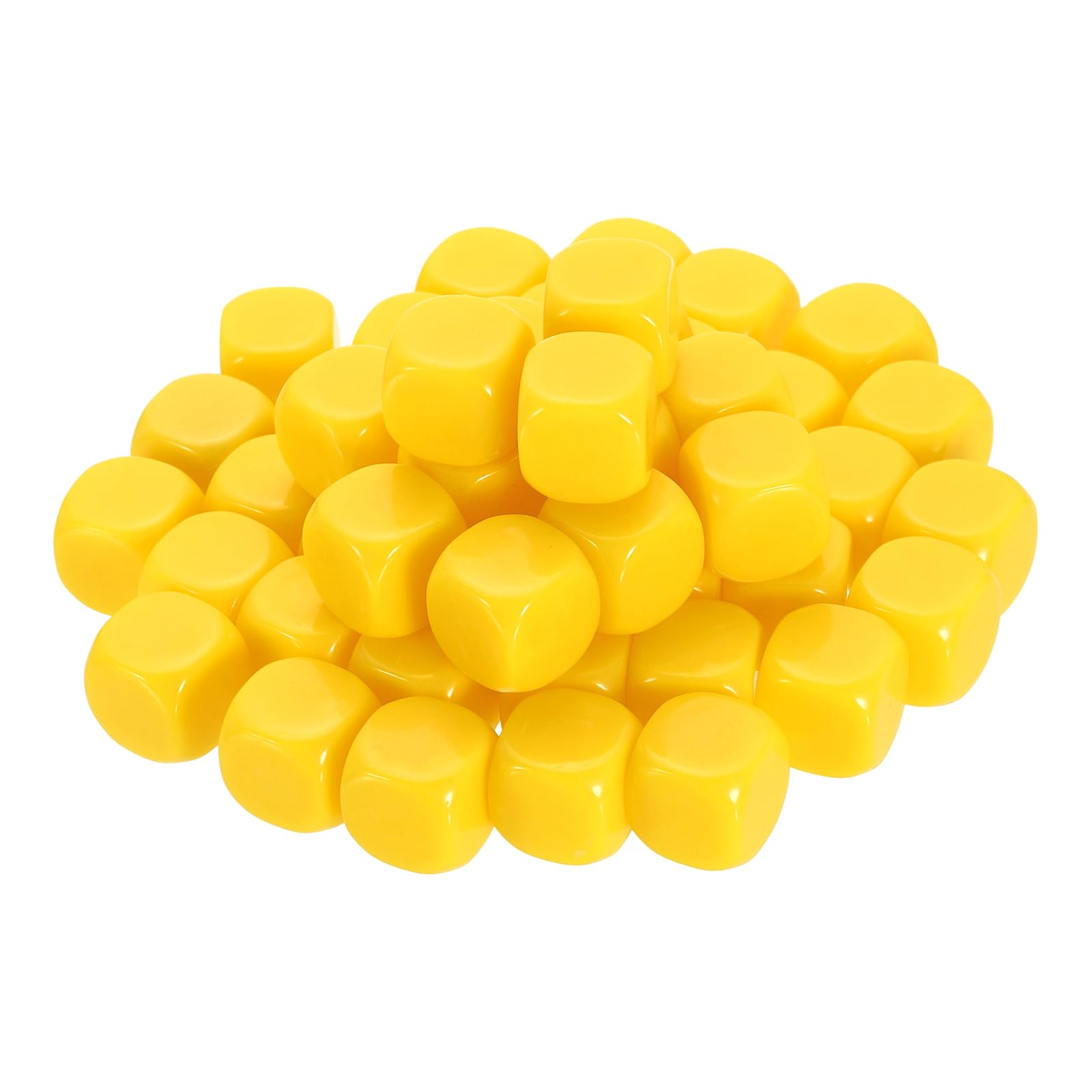 sourcing map 100Pcs Rounded Blank Six Sided Dice 20mm/0.8inch Acrylic Dice Cube with Smoothed Surface for Party Board Game Craft Making, Yellow