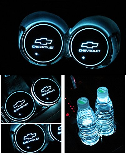 Bearfire Car Logo LED Cup Pad led cup coaster USB Charging Mat Luminescent Cup Pad LED Mat Interior Atmosphere Lamp Decoration Light (Chevrolet)