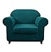 SUBRTEX Stretch Armchair Sofa Slipcover 2 Piece Sofa Cover 1 Seater Soft Couch Slipcover Washable Furniture Covers, Jacquard Fabric Small Checks(Turquoise,Armchair)