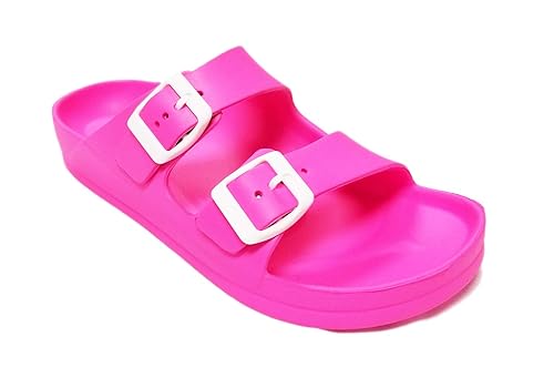 pink double buckle sandals