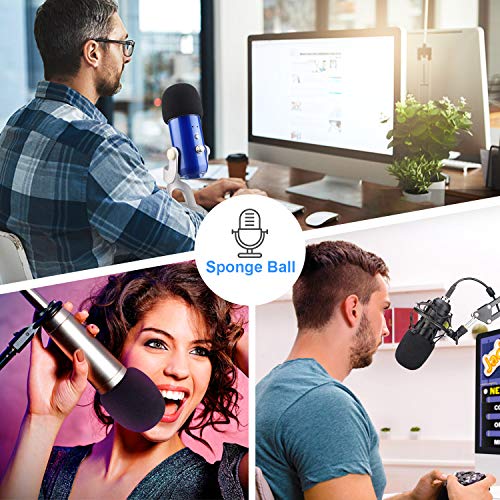 Foam Windscreen,Aokeo Thickened Microphone Windshield(Filter).Used for Handheld Hicrophones, Blue Yeti, Yeti Pro Condenser Hicrophones and Other Medium and Large Microphones (Black, 6 Pack) - Thumbnail 6