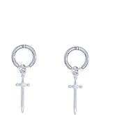 Vintage Gothic Silver Sword Drop Earrings for Women Punk Gold Dagger Dangle Earrings Hip-Hop Statement Cross Dangling Earrings Jewelry Accessories