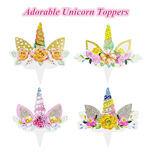 Unicorn Cupcake Decorations, 24 Unicorn Cupcake Toppers & Wrappers and 2 Unicorn Paper Masks - Party Supplies Cake Decoration Kit for Kids Birthday, Baby Shower and Wedding - Thumbnail 2