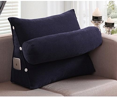 Adjustable Triangle Sofa Bed Office Chair Back Wedge Neck Support Rest Cushion Pillow,19"x16"x10" (Navy blue)