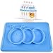 Silicone Baby Placemat Toddler Plates with Suction + 4 Resuable Food Storages - Portable Non Slip Mat for Kids (Blue)