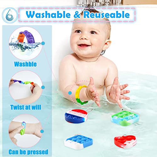 62 Pack Pop Party Favors Keychain Bracelet Fidget Small Mini Keychains