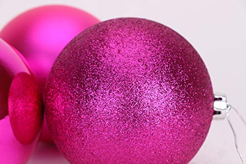 3-150-mm-Extra-Grote-Kerstballen-Glanzend-Mat-en-Glitterontwerp-Kerstversiering-Felroze