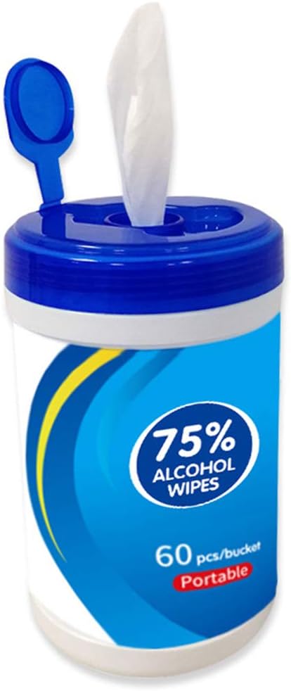 helegeSONG 60 Sheets/Bottle Disposable Wet Wipes, Home Car Disposable Wet Wipes 75% Sterilization Tissue Napkins Blue