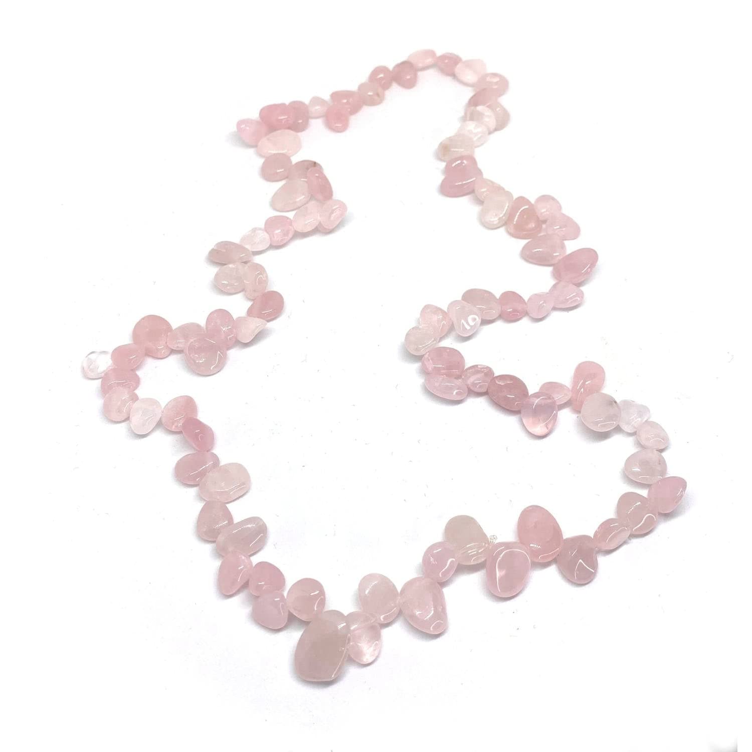 Rose Quartz 26 Inch Claspless 10mm Pear Shaped Bead Necklace