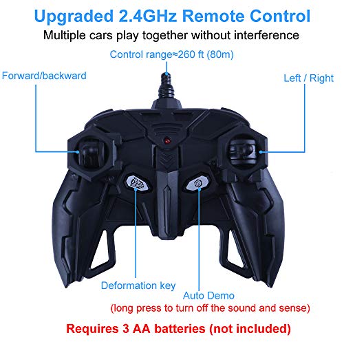 Transformer RC Car, Remote Control Car, 14" Electric Radio Controlled Cars Toys for Kids, Hand Control/One Key Transforming Robot, Cool Sound Light,3 4 5 6 7 8 9 10 11 Year Old Boy Kids Toddlers Gifts