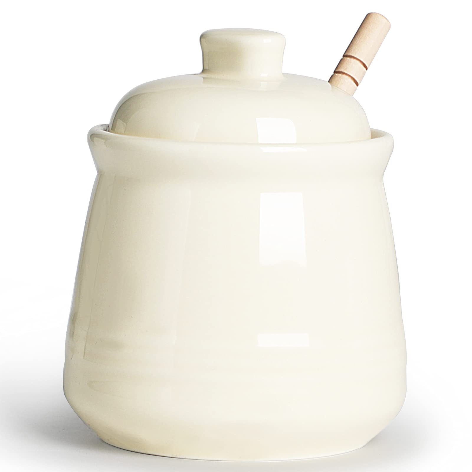 Photo 1 of ***SPOON MISSING***LEETOYI Porcelain Honey Jar with Lid and Honey Dipper,Ceramic Honey pot,12oz (Beige)