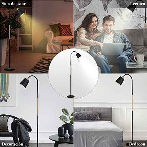 Lampara de Piso LED, Lámpara de Pie con Cuello Cisne Ajustable, 3 Modos Iluminación, Lamparas Piso Minimalista para Sala estar, Dormitorio, Lectura