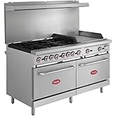 Kratos Commercial Burner 60" Gas Range w/Griddle 24" and 2 Standard Ovens | 280,000 BTU, Natural Gas (29Y-046-NAT 6)