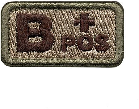 Wilde Passion Blood Type B Positive POS Badge - Embroidered Morale Military Patch (Coyote Brown B)