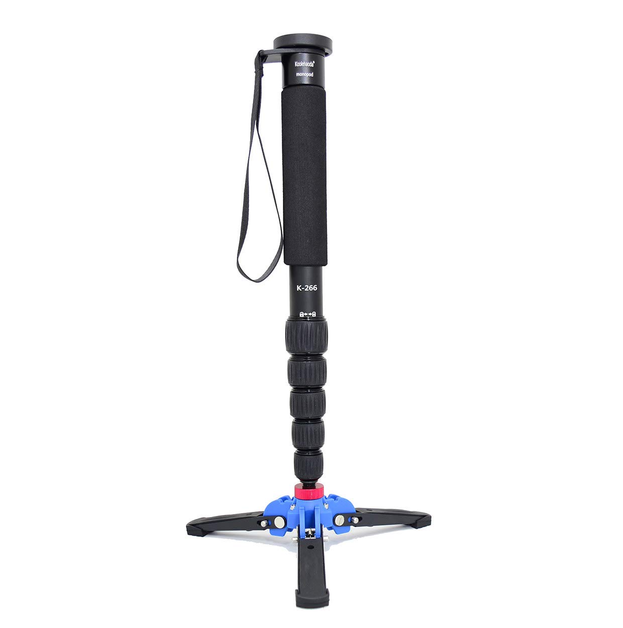 Koolehaoda Extendable Camera Aluminum Monopod with Removable Tripod Support Base. 6 Sections 16.5-63inches Adjustable, Leg max diameter: Φ28MM,Payload up to 7kg / 15.43lbs-(K-266 Black)