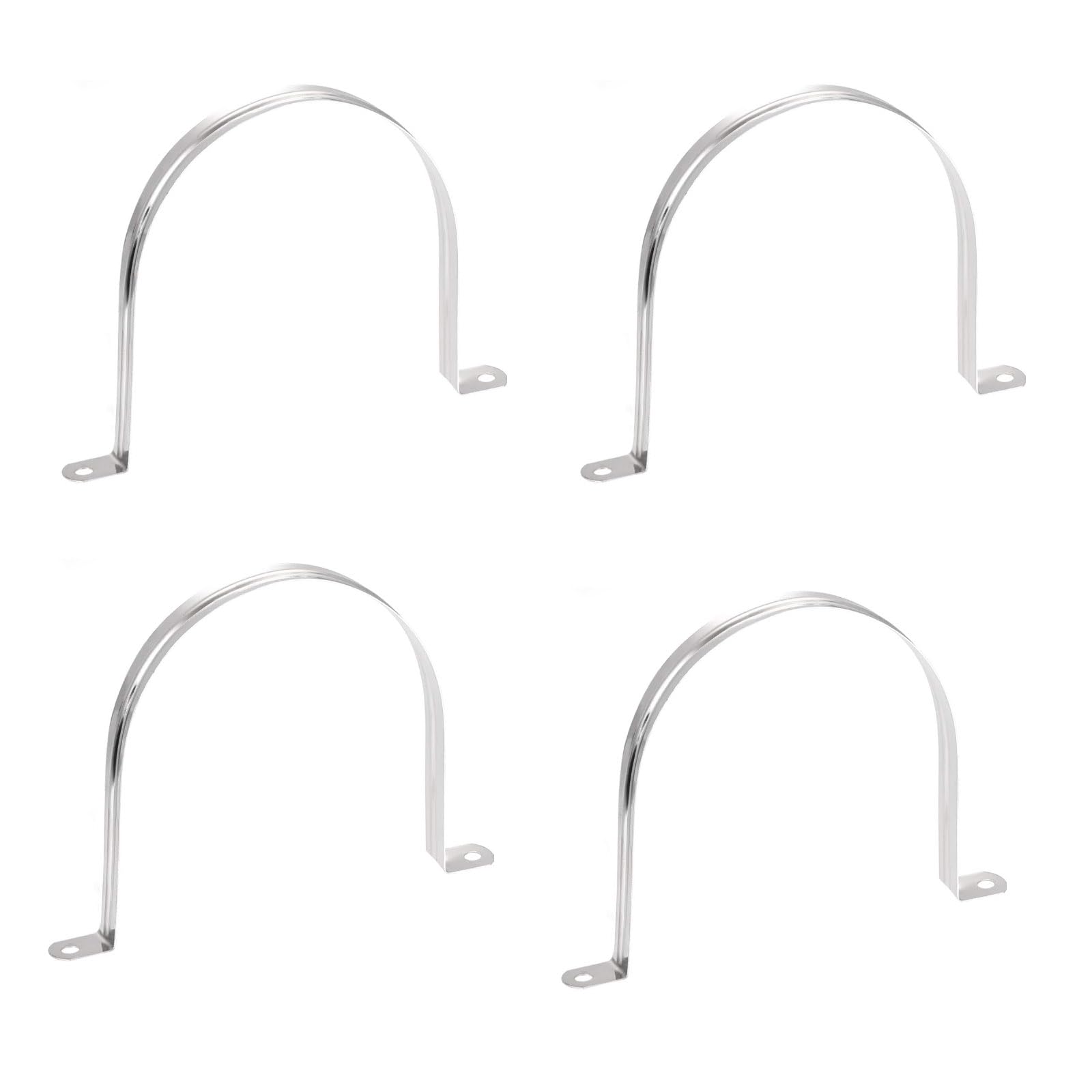 TOP-VIGOR 4Pcs 160mm(6.3") Rigid Pipe Strap, 2 Holes Tube Straps 201 Stainless Steel Tension Tube Clip Clamp for Fixing Tube Pipe Wire