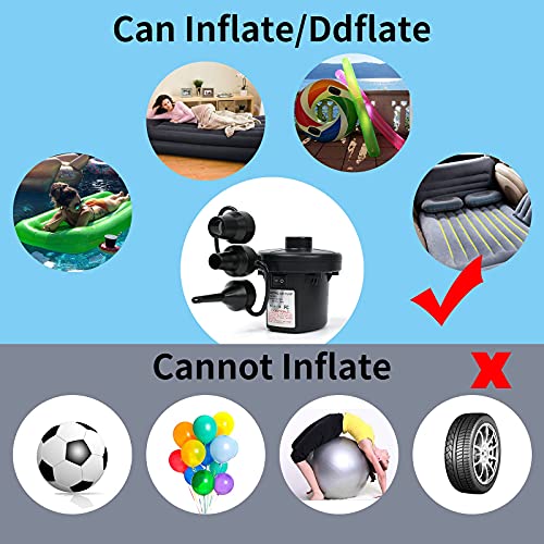 Electric Air Pump for Inflatables, AC/DC Quick Air Mattress Pump with 3