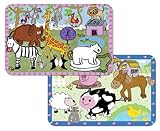Kid's Farm and Zoo Animals Reversible Washable Vinyl Placemats Set of Two