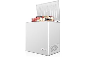 5 Cu.Ft Chest Freezer - Lockable Stay Top Open Door with -9.5â„‰~ 5â„‰,7 Temperature Control, Removable Baskets, Energy-efficient Deep Chest Freezer for Home, Office, Bar, Kitchen, White