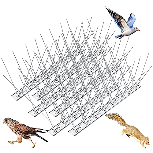 WELLUCK Bird Spikes for Small Birds Pigeons, 15 Feet /14 Strips Anti Bird Fence Spike, Nest