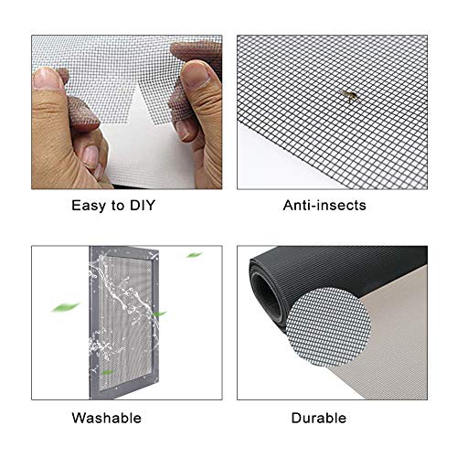 Shatex Roll Window Screen Mesh, DIY Nylon Screen Replacement Mesh Fabric, Anti-Mosquito/Insect Barrier, 48"x75", White