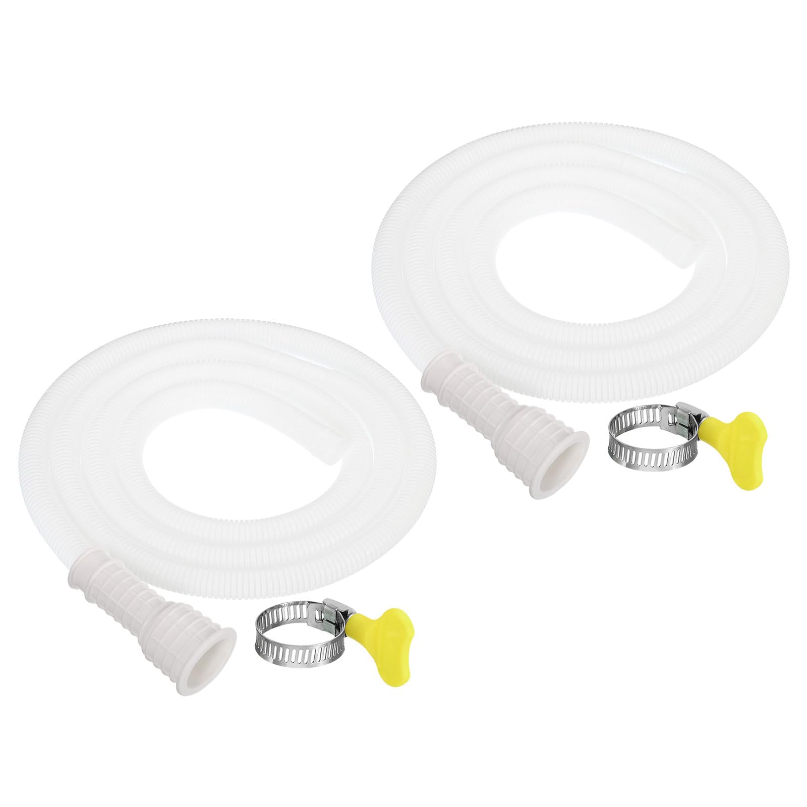 PATIKIL 6.5ft Air Conditioner Drain Hose, 2Pcs 16-25mm Mouth Universal AC Drain Hose with Clamp for Replacement and Drain Hose Extension Mini-Split Window AC Unit Faucet, White