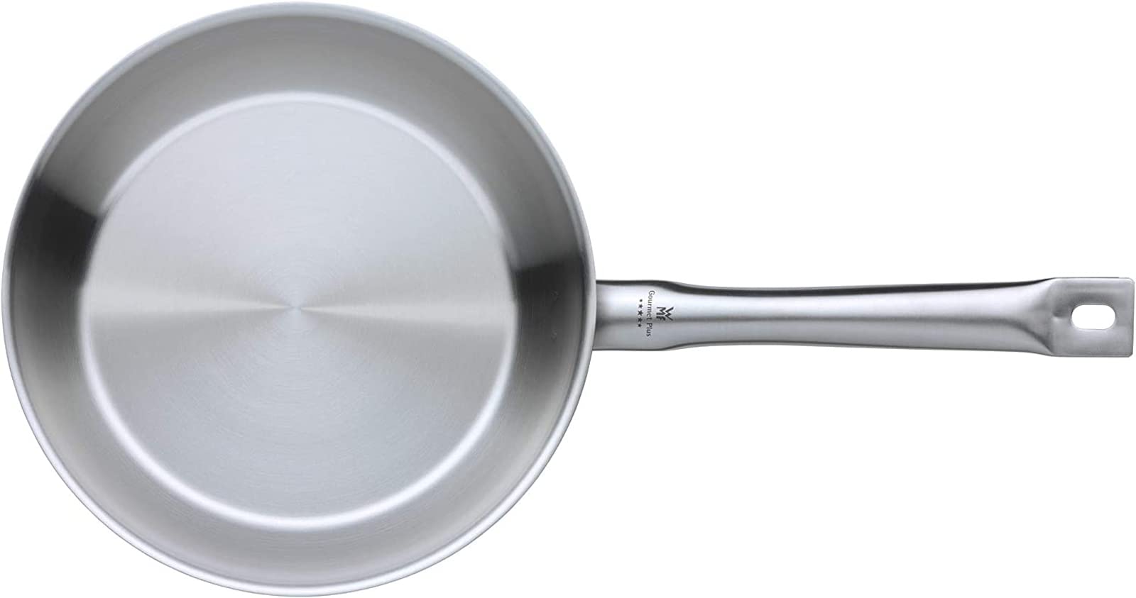 WMF 728246031 frying pan uncoated Ø 24cm Gourmet Plus Made in Germany pouring rim stainless steel handle Cromargan stainless steel suitable for induction dishwasher-safe, Silver