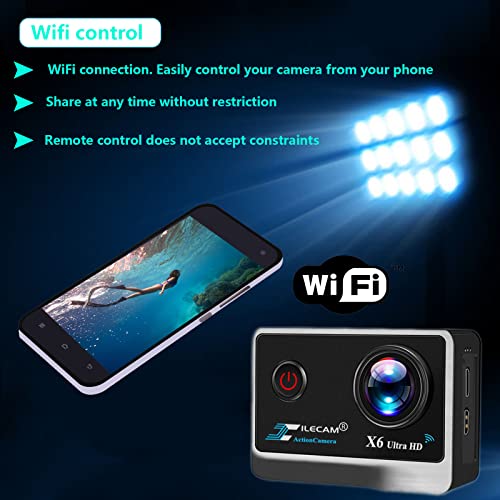 X6 4K 20M WiFi Action Camera Ultra HD with 170 Degree Wide Angle 2.4G