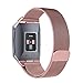 For Fitbit Ionic Bands, bayite Stainless Steel Milanese Loop Metal Replacement Strap with Unique Magnet Lock Accessories for Fitbit Ionic Small Rose Pink