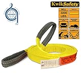 KwikSafety MIGHTY SUMO | 1”x4’ Industrial Web Sling | 3200lbs Vertical 2550lbs Choker 6400lbs Basket Work Load | ASME Certified 2 Ply Eye-Eye Synthetic Webbing | Lifting Rigging Towing Recovery Strap
