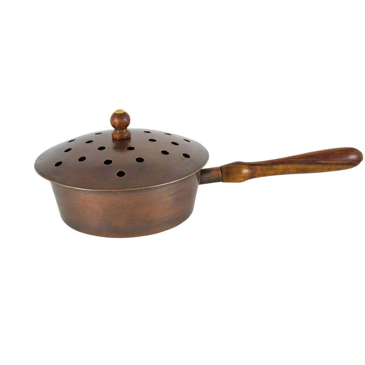 NKlaus Ø 13cm incense pan metal in copper colour with wooden handle incense pan large operating mode incense on sand fifor incense herbs resins extra light 3285