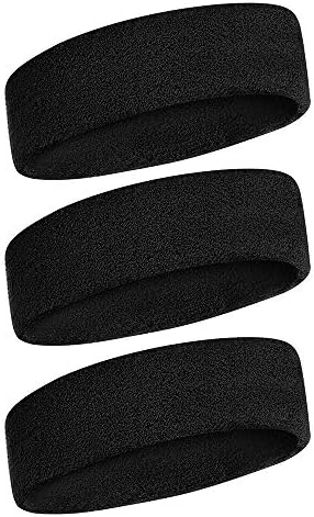 iKsee Sweatbands Headbands for Men/Women,Moisture Wicking Elastic Cotton Terry Cloth Headbands for Gym,Workout, Tennis, Basketball, Running and Working Outside