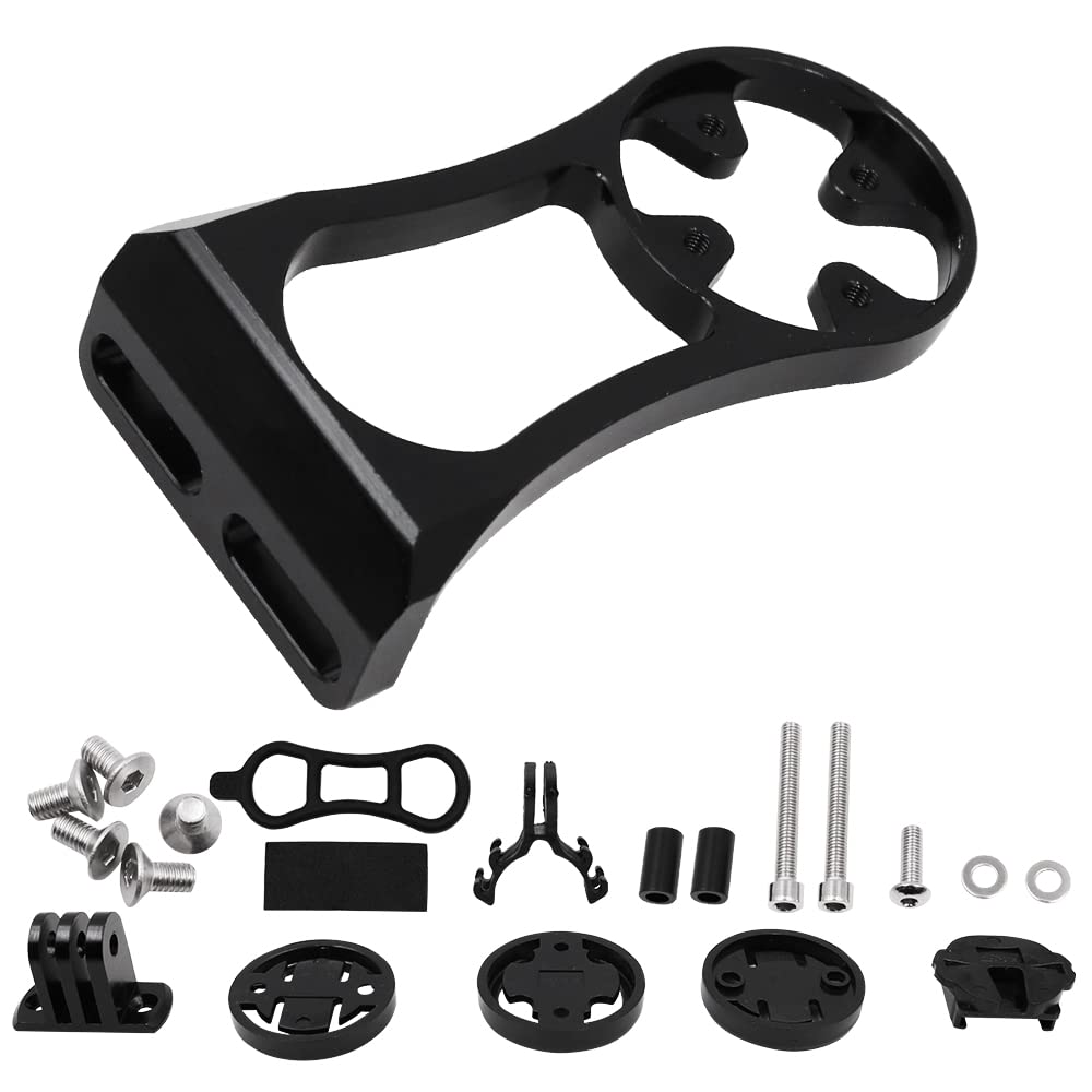 ANCLLO Out Front Bicycle Computer Mount Extension Bracket, Multifunction Bike Mount for Garmin Edge/Bryton/CatEye/Gopro - Black