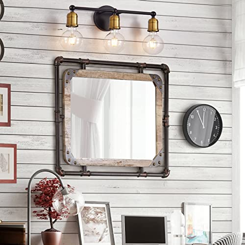 Stambord 3Light Black And Gold Bathroom Light Fixtures, Industrial