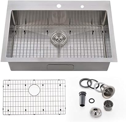 Bokaiya 33 X 22 Inch Topmount Kitchen Sink Commercial 16 Gauge