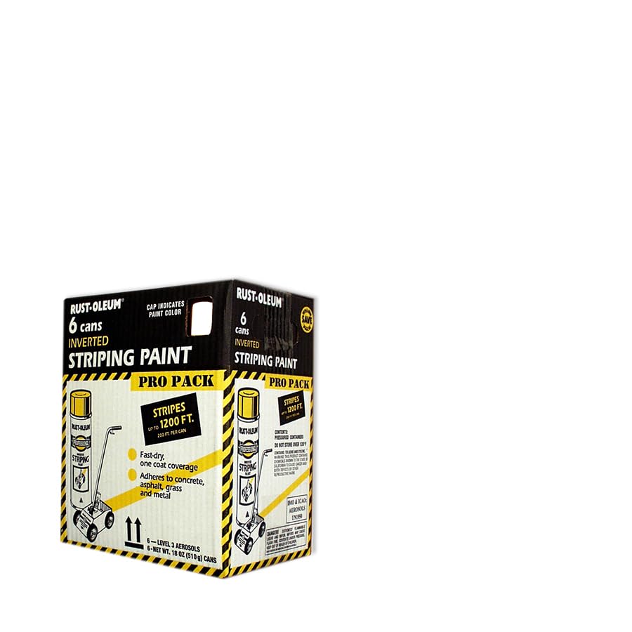 Rust-Oleum P2593849-6PK Professional Inverted Striping Spray Paint, 18 oz, White, 6 Pack