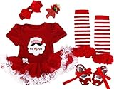 Baby Girls Christmas Outfit Newborn Infant My First Christmas Tutu Dress Set 5PCs