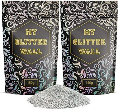 MyGlitterWall 300G Glitter for Paint for Walls - Silver AB Paint Glitter for Emulsion for Walls - Decorations Perfect for Indoors and Outdoors
