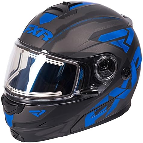 FXR Fuel Modular Elite Helmet W/Electric Shield Polycarbonate Alloy Snowmobile - Black/Blue/Char - X-Large