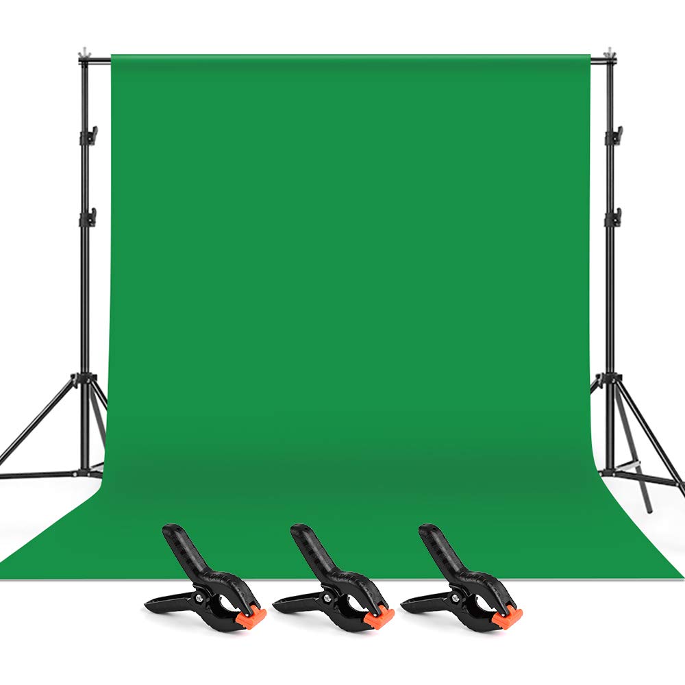 Andoer Green Screen Background with Stand, 6.6x10ft Washable Backdrop Kit with 3 Clamps and Carry Bag for Portrait Video Shooting Background Removal Vlog YouTube Tiktok