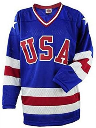 "Miracle On Ice Adult Ice Hockey Jersey Away Blue, Home White