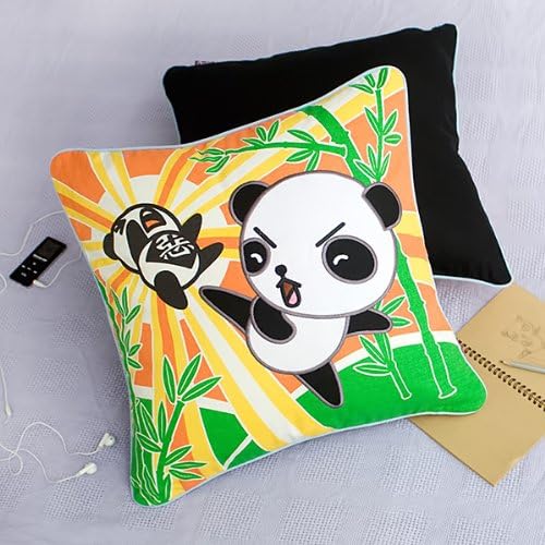 Onitiva - [Kung Fu Panda] Embroidered Applique Pillow Cushion/Floor Cushion (19.7 by 19.7 inches)