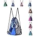 Drawstring Gym Sport Bag,Portable Sequin Drawstring Bag Backpack for Sports Outdoor Travel Pack (Blue)