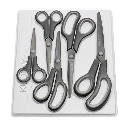KUONIIY Scissors Set of 5 Soft Comfort-Grip Handles Sharp Titanium Blades - Thumbnail 6