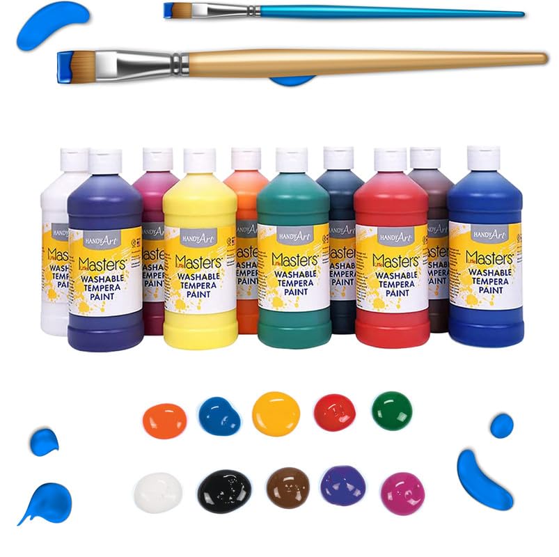 Paint Roller Kit Playkidiz Washable Tempera Paints Set Of 18 For Children, Kids Non-Toxic Acrylic Paint, Kid Friendly, Kid Safe Paint Set, Includes Variety Of Brushes, Color, Craft, Create And Party Crayola